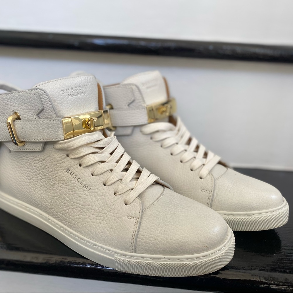 Buscemi B-Court White Padlock High-Top Sneaker Size 42 - Mens